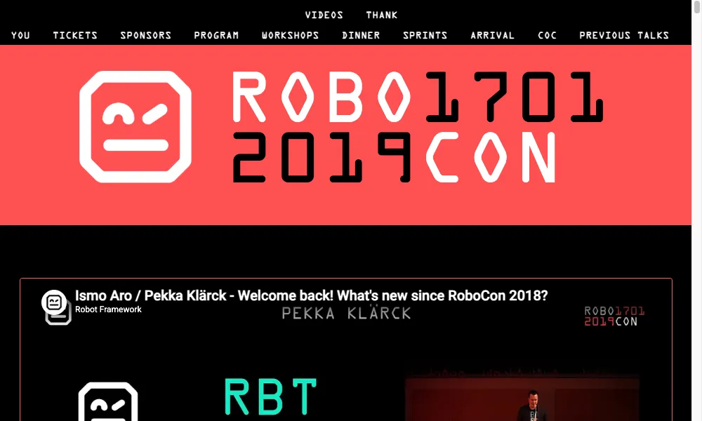 The RoboCon 2019 website